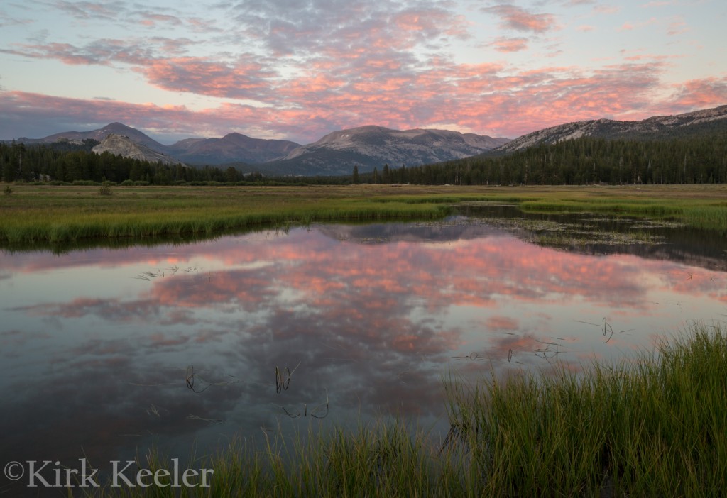 Sunset Clouds Reflected in Pond, Tuolumne Meadows