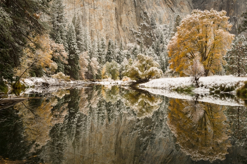 Fall Reflection & Snow, Merced River (Edition 10/70)
