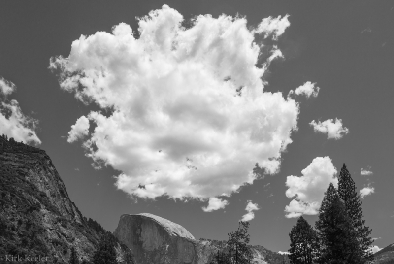 Cumulus over Half Dome, from Yosemite Village