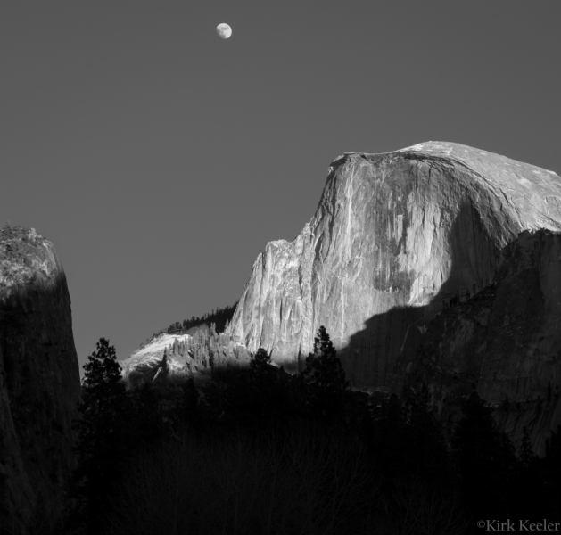Moon Near Half Dome, from Ahwahnee Meadow