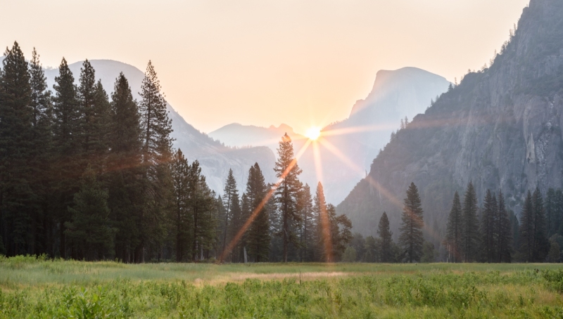 Sunrise near Half Dome, Leidig Meadow, Yosemite National Park