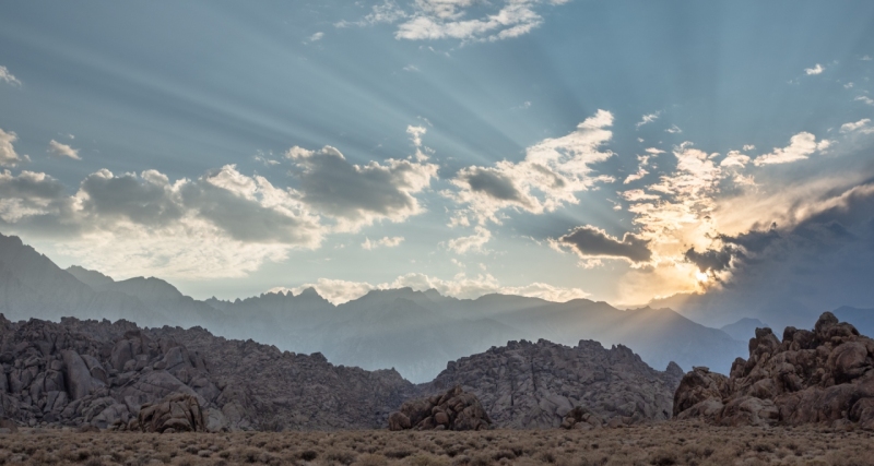Sunbeams over Mt. Whitney and the Alabama Hills